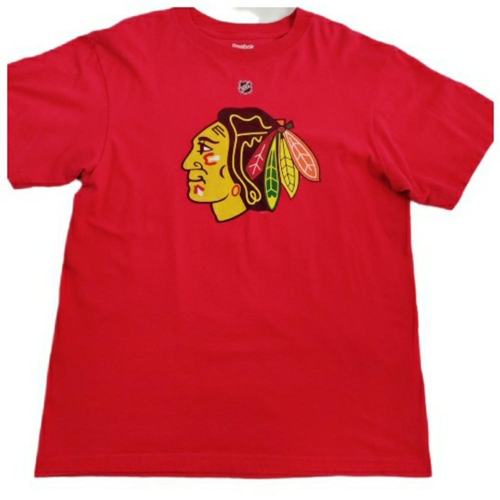 Reebok Chicago Black Hawks Kane 88 Cotton Graphic Men's Tee Shirt Red Size Large